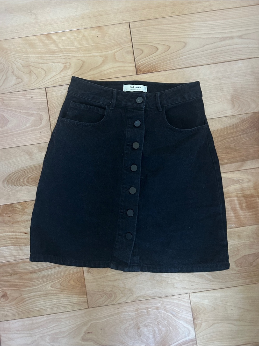 Twik by Simons Black Button-Front A-Line Skirt